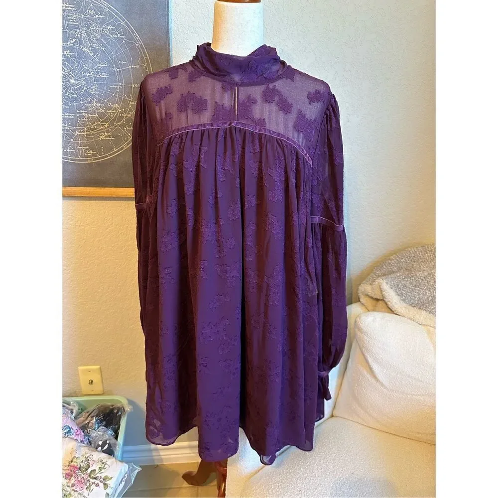 NWT Revolve Tularosa Sienna Purple Lace Long Sleeve Mini Dress Size‎ XL